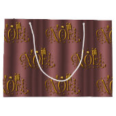 エレガントモダンバラ金ゴールドノールクリスマス ラージペーパーバッグ (裏面)