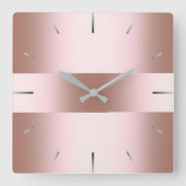 エレガントモダンバラ金ゴールドパターン スクエア壁時計 (正面)