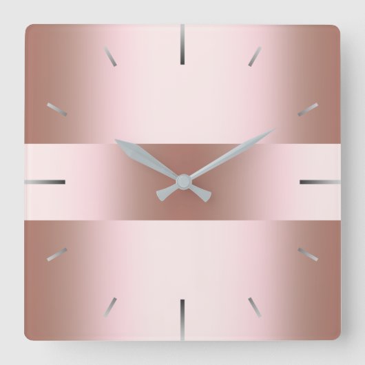 エレガントモダンバラ金ゴールドパターン スクエア壁時計 (正面)