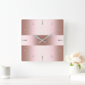 エレガントモダンバラ金ゴールドパターン スクエア壁時計 (ホーム)