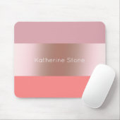 エレガントモダンバラ金ゴールドピンクストライプのサンゴ マウスパッド (マウス)