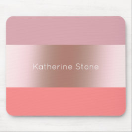 エレガントモダンバラ金ゴールドピンクストライプのサンゴ マウスパッド