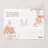 エレガントモダンバラ金ゴールドフローラありがとうはがき ポストカード (裏面)