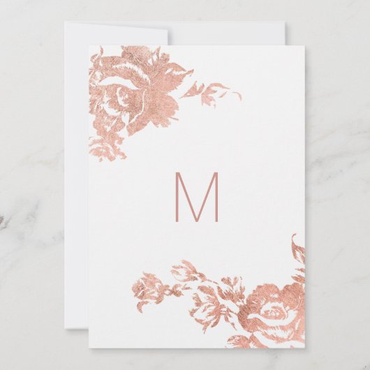 エレガントモダンバラ金ゴールドフローラスウィート16 招待状 (裏面)