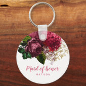 エレガントモダンバラ金ゴールドフローラメイド・オブ・オーナー（花嫁付き添い人） キーホルダー (正面)