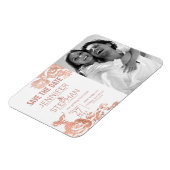 エレガントモダンバラ金ゴールドフローラ日付の保存 マグネット (左側)