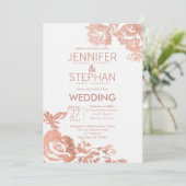 エレガントモダンバラ金ゴールドフローラ結婚式招待状 招待状 (スタンド正面)