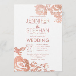 エレガントモダンバラ金ゴールドフローラ結婚式招待状 招待状