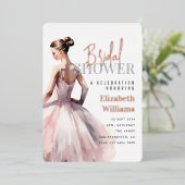 エレガントモダンバラ金ゴールドブライダルシャワーパーティー 箔招待状 (立ち正面)