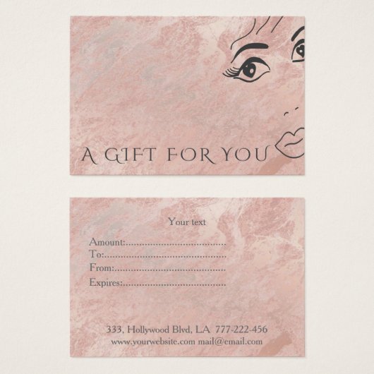 エレガントモダンバラ金ゴールドマーブルガール顔 (正面&裏面)