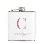 エレガントモダンバラ金ゴールドモノグラムのスクリプト フラスク (正面)