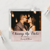 エレガントモダンバラ金ゴールド写真の変更日結婚の値 カード (正面/裏面インサイチュ)