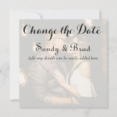エレガントモダンバラ金ゴールド写真の変更日結婚の値 カード (裏面)