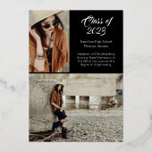 エレガントモダンバラ金ゴールド卒業招待状 箔招待状 (裏面)