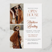 エレガントモダンバラ金ゴールド卒業発表 箔招待状 (正面)