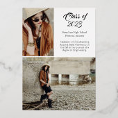 エレガントモダンバラ金ゴールド卒業発表 箔招待状 (裏面)