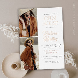 エレガントモダンバラ金ゴールド卒業発表 箔招待状