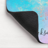 エレガントモダンバラ金ゴールド水色カラフル マウスパッド (コーナー)