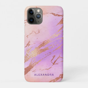 エレガントモダンバラ金ゴールド水色カラフル iPhone 11 PROケース