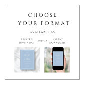 エレガントモダンパウダブルー結婚スクリプト 招待状