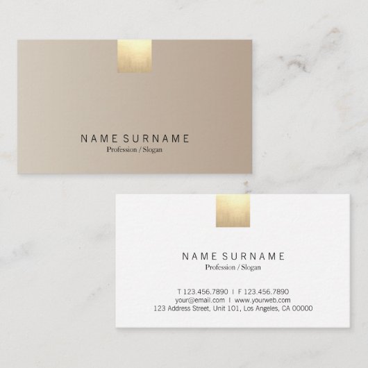 エレガントモダンパステル　ベージュグラデーション　ゴールドアクセント 名刺 (正面/裏面)