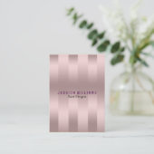 エレガントモダンピンク色の垂直ストライプ色 名刺 (スタンド正面)