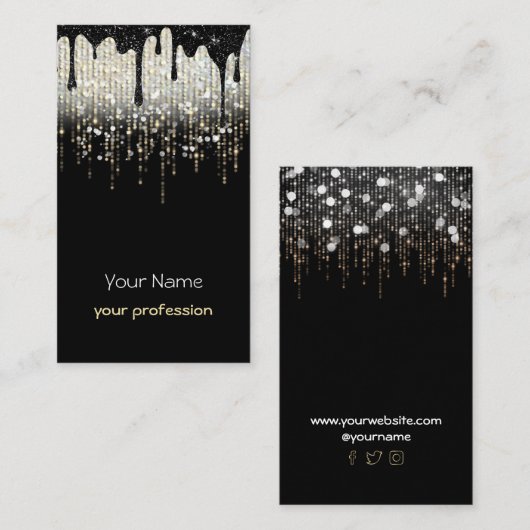 エレガントモダンフェイクグリッター 名刺 (正面/裏面)