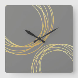 エレガントモダンフェイク金ゴールドの幾何学円 スクエア壁時計