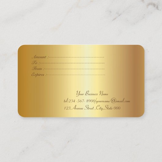 エレガントモダンフェイク金ゴールド紙吹雪 割引カード (裏面)