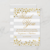 エレガントモダンフェイク金ゴールド(ばちゃばちゃ)跳ねるストライプ サンキューカード (正面/裏面)