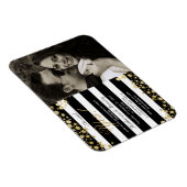 エレガントモダンフェイク金ゴールド（ばちゃばちゃ）跳ねるストライプ マグネット (右側)