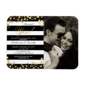 エレガントモダンフェイク金ゴールド（ばちゃばちゃ）跳ねるストライプ マグネット (横)