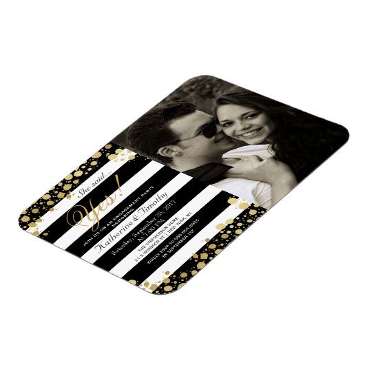 エレガントモダンフェイク金ゴールド（ばちゃばちゃ）跳ねるストライプ マグネット (左側)