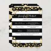 エレガントモダンフェイク金ゴールド（ばちゃばちゃ）跳ねるストライプ メニュー (正面/裏面)