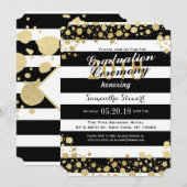 エレガントモダンフェイク金ゴールド（ばちゃばちゃ）跳ねるストライプ 招待状 (正面/裏面)