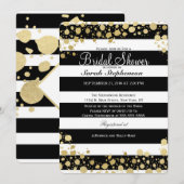 エレガントモダンフェイク金ゴールド（ばちゃばちゃ）跳ねるストライプ 招待状 (正面/裏面)