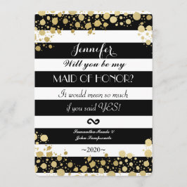 エレガントモダンフェイク金ゴールド（ばちゃばちゃ）跳ねるストライプ 招待状