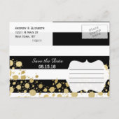 エレガントモダンフェイク金ゴールド（ばちゃばちゃ）跳ねるストライプ 案内ポストカード (裏面)