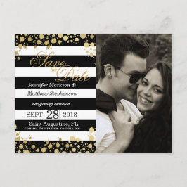 エレガントモダンフェイク金ゴールド（ばちゃばちゃ）跳ねるストライプ 案内ポストカード