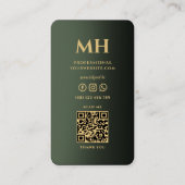 エレガントモダンフェイク金ゴールド・グリーン・ミニマリスト 名刺 (裏面)