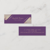 エレガントモダンフェイク金ゴールド,ストライプ，紫 スキニー名刺 (正面/裏面)