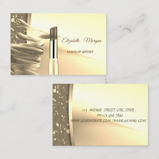 エレガントモダンフェイク金ゴールド 名刺 (正面/裏面)