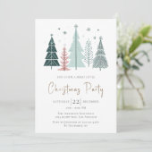 エレガントモダンフェスティバルの木が付いたクリスマスパーティー 招待状 (スタンド正面)