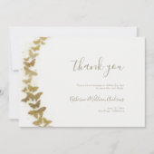 エレガントモダンフォーマル金ゴールド結婚蝶 サンキューカード (正面)