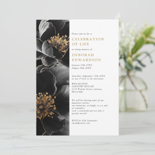 エレガントモダンフローラお祝い 招待状 (スタンド正面)