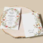 エレガントモダンフローラガーデンワイルドフラワー結婚ズ 招待状