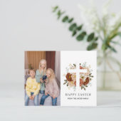 エレガントモダンフローラクロス復活祭の家族の写真 シーズンポストカード (スタンド正面)
