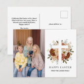 エレガントモダンフローラクロス復活祭の家族の写真 シーズンポストカード (正面/裏面)