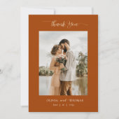 エレガントモダンフローラスケッチ秋結婚の写真 サンキューカード (正面)