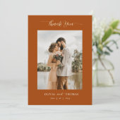 エレガントモダンフローラスケッチ秋結婚の写真 サンキューカード (スタンド正面)